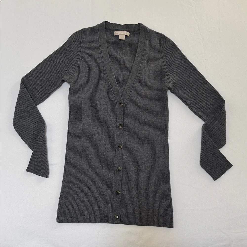BANANA REPUBLIC 100% MERINO EXTRA FINE WOOL CARDIGAN SWEATER S DARK GRAY 427259